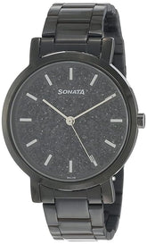 Sonata Women's Watch Analog Black Dial With Black Stainless Steel Band, 8164NM01